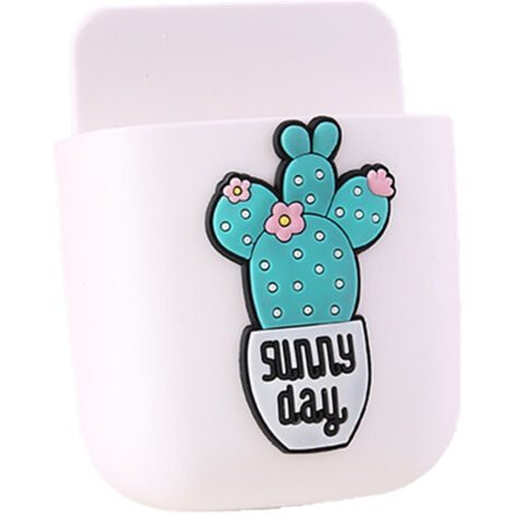Cartoon Storage Box Wall Mounted Storage Container Cute Phone Storage Box for Home Decoration(White Cactus Pattern ) (1/2)