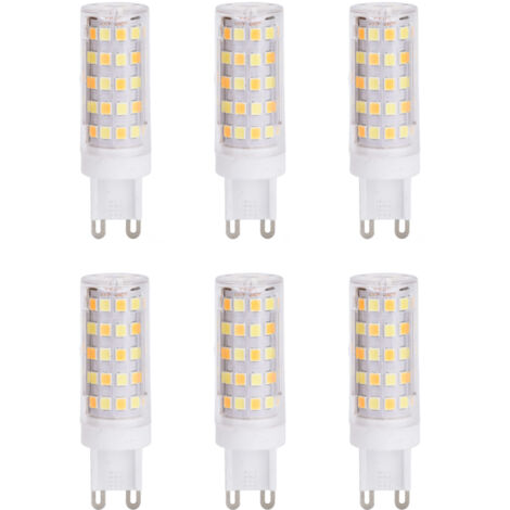 6PCS 66LED G9 Light Bulb 9W 85‑265V Small Ceiling Lamp Bulb 3 Light Color Wall Lamp Bulb for Home (1/5)