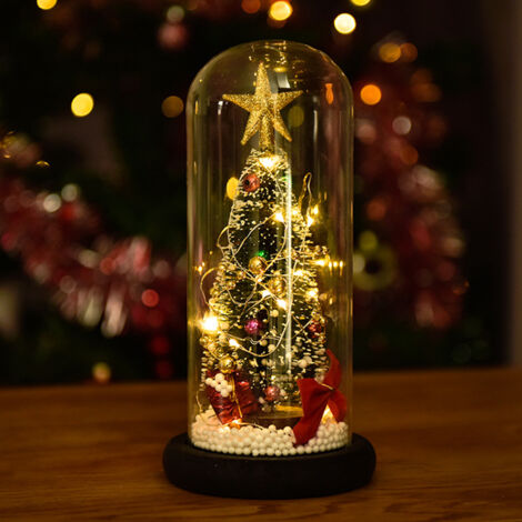 Christmas Tree in Glass Dome LED Glass Cover Ornaments Cedar Window Shooting Props Gifts for Girlfriends and Lovers (1/5)