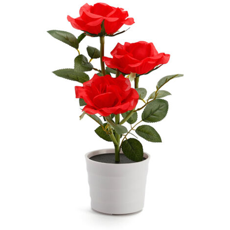 3LED Rose Flower Light Solar Simulation LED Garden Light Solar Rose Flower Pot Light Decoration (1/3)
