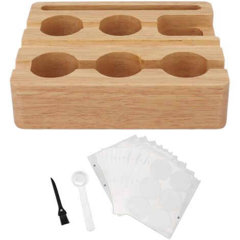 Reusable Coffee Capsule Refill Kit 60PCS 37mm Aluminum Foil Seals Lid with Wooden Holder Brush Spoon for Nespresso Original Coffee Pods (1/5)