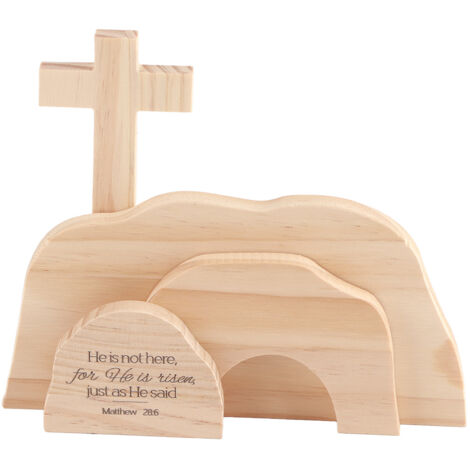 Easter Resurrection Scene Wooden Ornaments for The Home Table Jesus Nativity Scene Decorations Christian Figurine Ornament