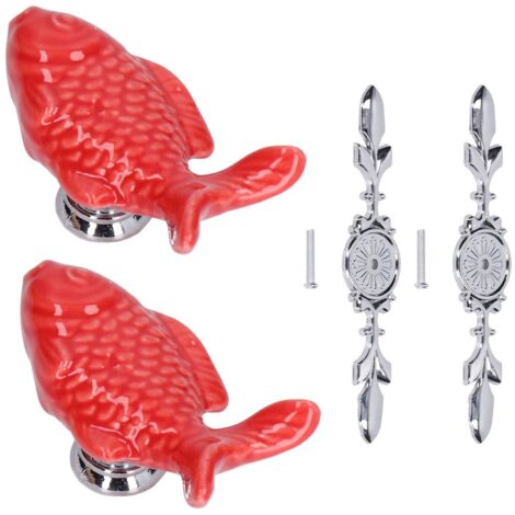 2Set Drawer Pull Knob Zinc Alloy Cabinet Wardrobe Closet Knob for Kitchen Furniture Decoration1077D Red Grass Carp (1/5)