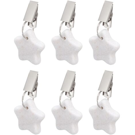 6Pcs Tablecloth Weights Marble Stainless Steel Small Size Waterproof Rustproof Durable Clip On Weights for Party PicnicStar