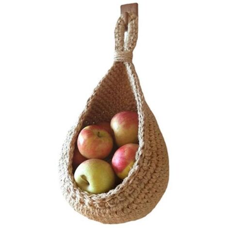 Hanging Wall Vegetable Fruit Basket Kitchen Hanging Storage Farm House Basket Bohemian Handwoven Wall Mount Fruit Veggie Basket