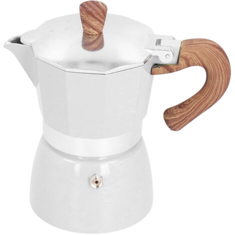 150ML Practical Aluminum Coffee Maker Octagonal Moka Coffee Pot for Home Office Kitchen ApplianceMilky White