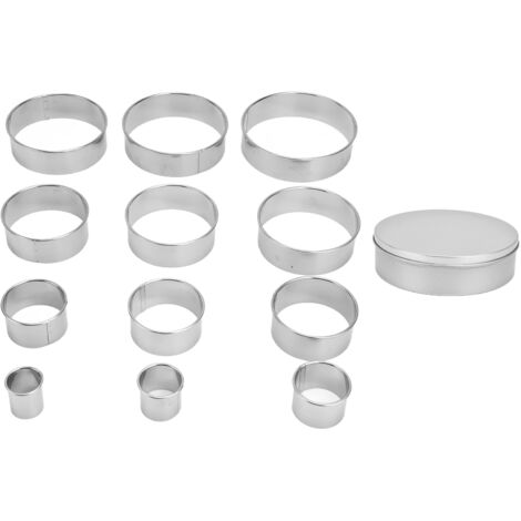 12pcs Portable Round Cookie Molds Mousse Cake Ring Mould Stainless Steel Baking Accessories (1/5)