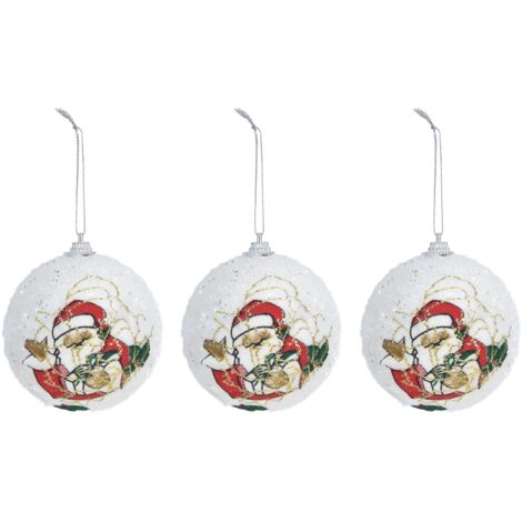 3PCS Christmas Ball Foam Hanging Christmas Tree Ornament for Festival Party DecorationWhite (1/5)