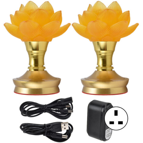 2 Set LED Buddhist Light 3 Color Adjustment Buddha Lamp Plug In Flower Light for Home Buddhist SupplyUK Plug 100-240V (1/5)