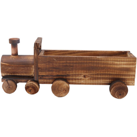 Wooden Flower Pot Cartoon Train Shape Good Ventilation Succulent Flower Pot Decoration for Garden Home Office (1/5)