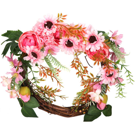 Artificial Flower Wreath Simulation Peony Door Hanging Garland Festivals Party DecorationPink