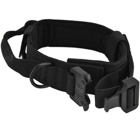 Traction Dog Collar with Buckle Nylon Iron Training Hunting Collar Pet Accessory for OutdoorBlack XL (1/5)