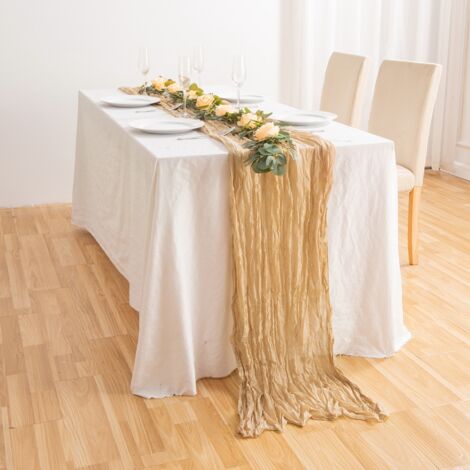 Pleated Cheese Cloth Table Flag Foldable Table Runner for Dining Table (1/3)