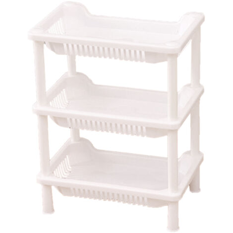 3 Layers Bathroom Standing Shelf Bathroom Stand PP Land Installation Bathroom Rack Storage Shelves for Bathroom KitchenWhite Tetragonum (1/2)