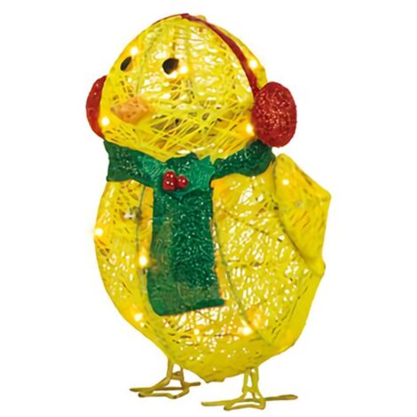 Chick with Scarf Decor Lights Yellow Chick Flat Garden Sculpture Chick Ornaments for Lawn Yard Christmas Holiday Decorations (1/5)