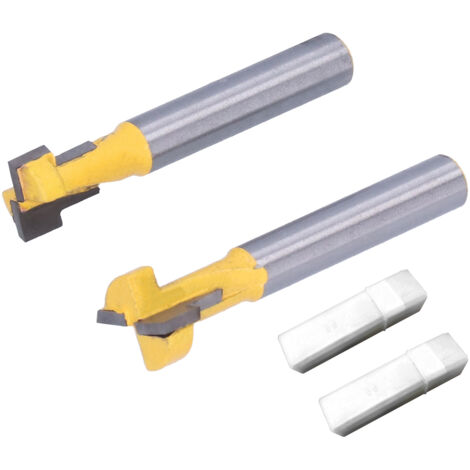 2Pcs 1/4 Shank Woodworking Cutter T Shaped High Speed Steel 9.52mm 12.7mm Woodworking Milling Cutter for Wood Cutting (1/5)