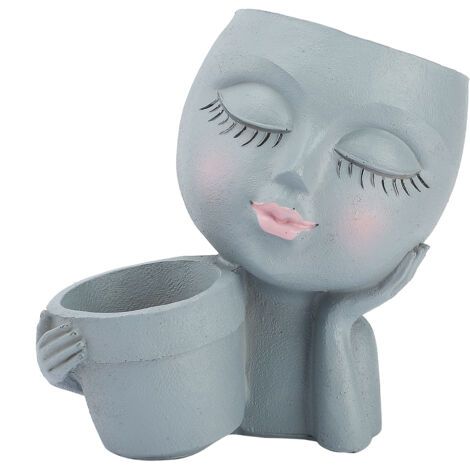 Dual Flower Pot Resin Cute Look Decorative Flower Planter for Home Balcony Courtyard (1/5)