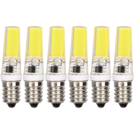 6PCS E14 COB Lamp Bulb Mini 360 Degree Lighting Heat Sinking Silicone Anti Glare for Chandelier Ceiling Light Cold White Light 6500K (1/5)