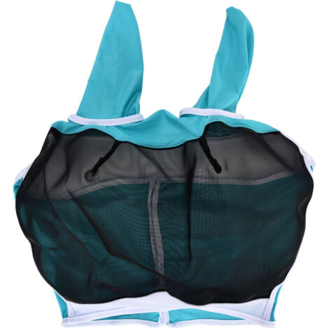 Breathable Horse Mask Universal Adjustable Elastic Mosquito Fly Repelling Veil Cover ProtectorGreen L 80x114x45cm / 31.5x44.9x17.7in