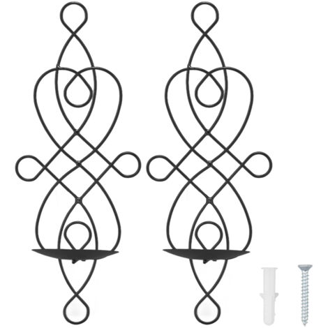 2 Sets Iron Wall Candle Sconce Holder Foldable Deformation Resistance Innovative Wall Candle Holder for Bedroom Dining Room Black (1/5)