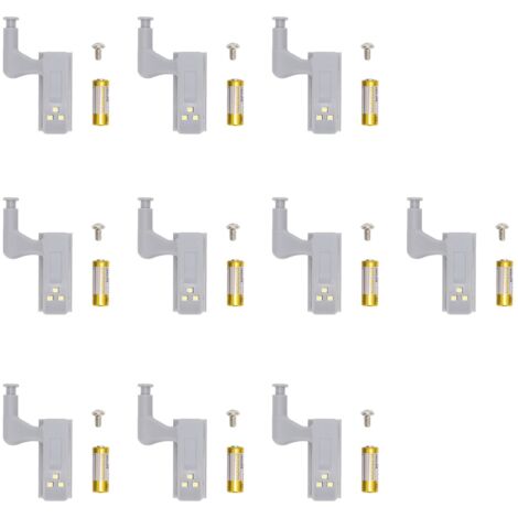 10 Sets Hinge LED Light High Brightness ABS Cabinet Hinge Light with 3 LED Lamp Beads Hinge Lights for Wardrobe CabinetWhite Light (1/5)