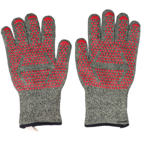 Heat Resistant Gloves Aramid Silicone Cotton BBQ Grill Oven Mitts 500℃ High Temperature Resistance 30cm (1/5)