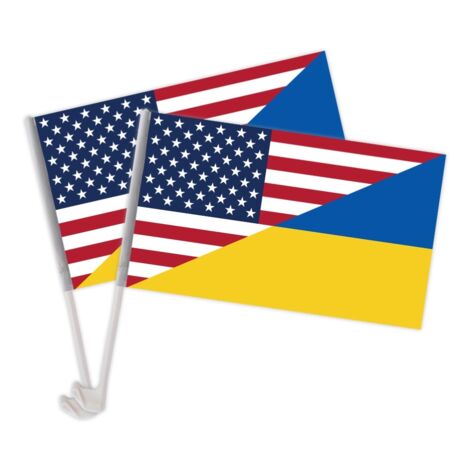 2Pcs Ukraine Car Window Flag Ukrainian Polyester Banner National Country Flag Outdoor Indoor Decoration (1/5)