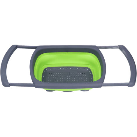 Green Foldable Drain Basket Silicone Collapsible Fruit Vegetable Wash Strainer Basket for Home Kitchen (1/5)