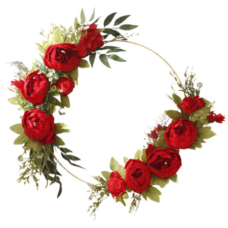 Simulation Peony Wreath Home Door Decorations Wall Hanging Artificial Peony Wreath Wedding Courtyard Arrangement Wreath (1/5)