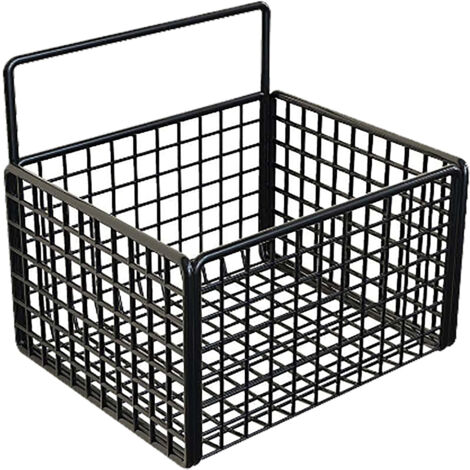 Wall Mounted Storage Basket No Drilling Adhesive Metal Wire Hanging Basket for Kitchen Food Pantry Bathroom Organization Black (1/5)