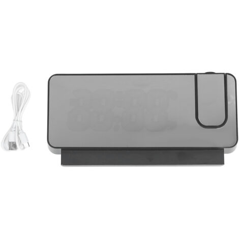 Digital Alarm Clock 180° Rotatable Projection 4 Level Brightness LED Mirror Display for Home Office Bedroom White Light (1/5)