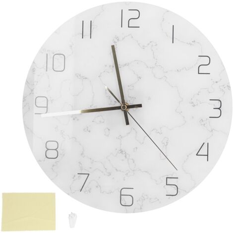 Simple Marble Wall Clock Fashion Cracked Acrylic Material UV Printing Clock Living Room Decoration (1/5)