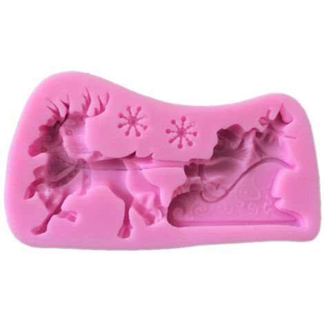 Christmas Santa Claus Sleigh Elk Cake Mold Silicone Decoration Mold Christmas Chocolate Biscuits Pudding Mold Tool (1/5)