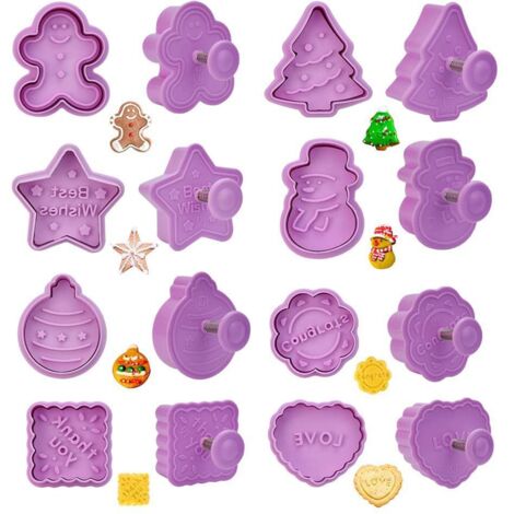 8 Pcs Christmas Cutters Biscuit Cutters Plastic Cutters Children's Stamp Festival Cutter Set for Biscuits Chocolate (1/5)