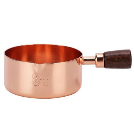 Sauce Pan Wooden Handle Rose Gold Stainless Steel Sauce Pot for Cooking Kitchen Ware1/2cup (1/5)