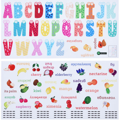 2Pcs English Alphabet Wall Stickers PVC Material Cartoon Fruit Wall Paper Decor for Bedroom Restaurant Porch Balcony (1/5)