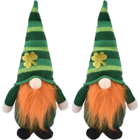2pcs Gnomes Plush Representing Good Luck Expressing ST Patricks Day Feeling Irish Green Gnome Ornament for DecorationMale Style (1/5)