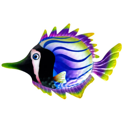 Metal Fish Crafts Decoration Colorful Iron Sculpture Statues Garden Hanging Ornament for Balcony Patio (1/5)
