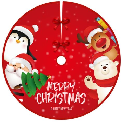 90cm Christmas Tree Skirt Brushed Cloth Carpet Personality Pattern New Year Christmas Tree Floor Mat Ornaments Decoration (1/5)