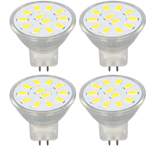 4pcs/set MR11 LED Spot Light Bulb with Dual Needle Base 360° Heat Dissipation 3W 12 LEDs Lamp BulbWarm White (1/5)