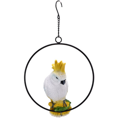 Iron Ring Parrots Decor Bright Texture Waterproof Iron Ring Parrots Resin Pendant Crafts (1/5)