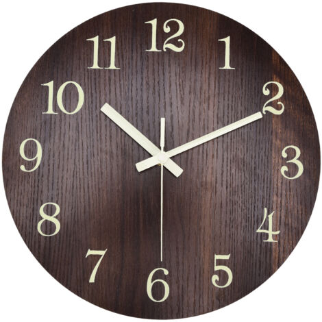 Wood Wall Clock Retro Style Quiet Silent Quartz Movement 3D Luminous Retro Wall Clock for Bedroom Office Kitchen (1/5)