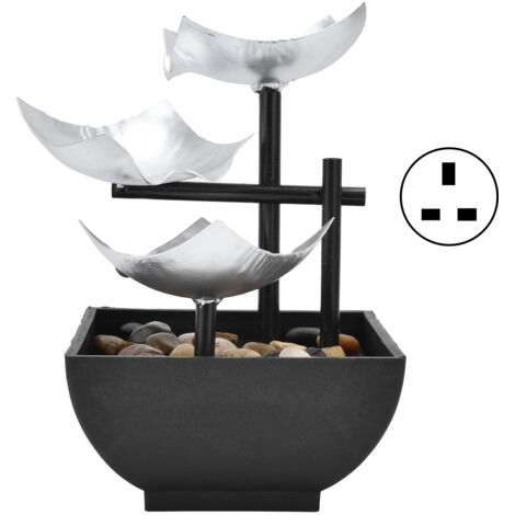 Indoor 3 Tier Relaxing Tabletop Fountain Flowing Water Ornament for Home Office Craft DecorationUK Plug AC220-240V (1/5)