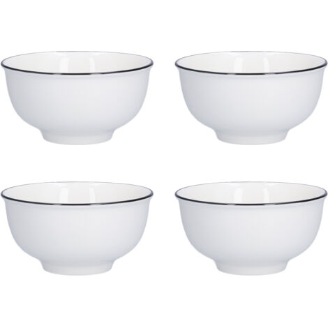 4PCS 6in Soup Bowl White Ceramic Noodle Bowl Eco Friendly Rice Bowl for Kitchen Restaurant
