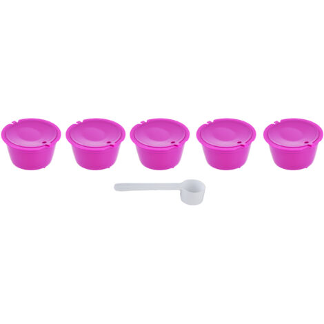 5Pcs 50ml Coffee Capsule Reusable Coffee Filter Cup with Spoon for DOLCE GUSTO Coffee MachineRose Red (1/5)