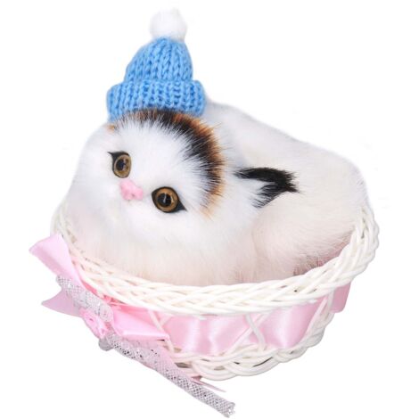 Lovely Simulation Cat Comfortable Feel Rabbit Fur Cat Stuffed Animal with Sound for Kids Toy Car Decoration (1/5)