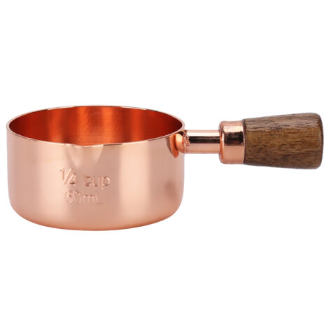 Sauce Pan Wooden Handle Rose Gold Stainless Steel Sauce Pot for Cooking Kitchen Ware1/4cup (1/5)