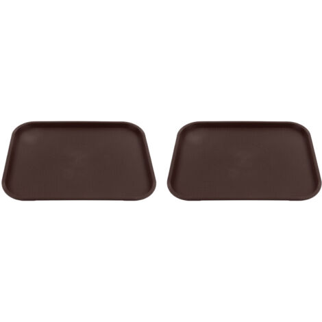 2Pcs Fast Food Tray Stackable Rectangular Light Weight Anti Slip PP Food Service Tray for Restaurants CafesBrown (1/5)