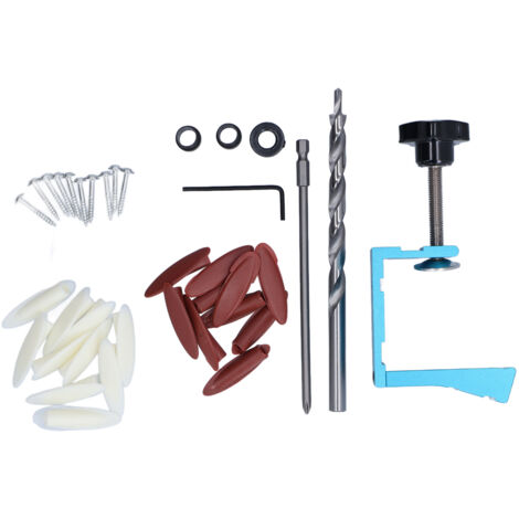 15° Oblique Hole Locator Positioner Set Aluminum Alloy Pocket Hole Jig Kit Woodworking Accessory Blue (1/5)