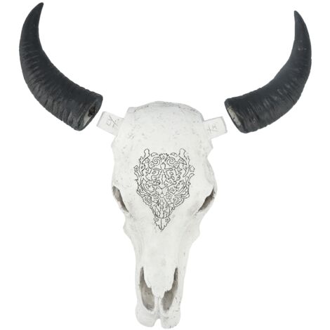 Resin Bull Head Wall Hanging Decoration Long Horn Animal Sculpture Background Wall Home Ornament (1/5)